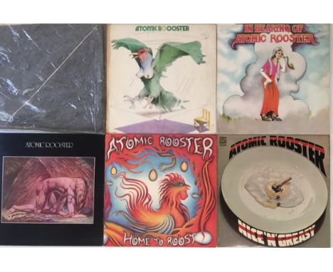 ATOMIC ROOSTER - LPs. Top package of 6 x LPs with 2 x 12". Titles are Made In England (DNLS 3038, original UK copy with denim