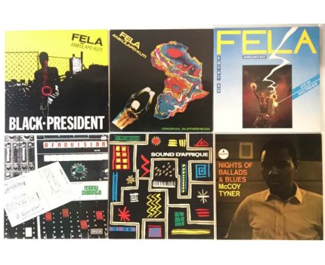 AFRO/JAZZ - LPs. Super funky selection of 9 x smashing LPs. Titles are Fela Anikulapo Kuti (x3) - Black President (UK SPART 1