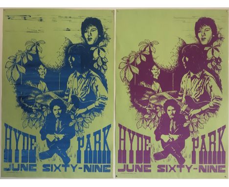 HYDE PARK 1969 BLIND FAITH. Two original posters likely designed to be sold at Blind Faith's 1969 Hyde Park appearance. Both 