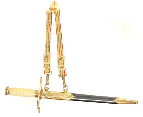 East German army General's dagger, double edged fullered blade stamped 8033, twisted acorn finial guard and ribbed grip, in s