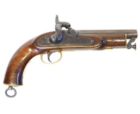 Percussion coast guard pistol Percussion Coast guard or Constabulary pistol, 6 inch 28 bore barrel with swivel ramrod, crown 