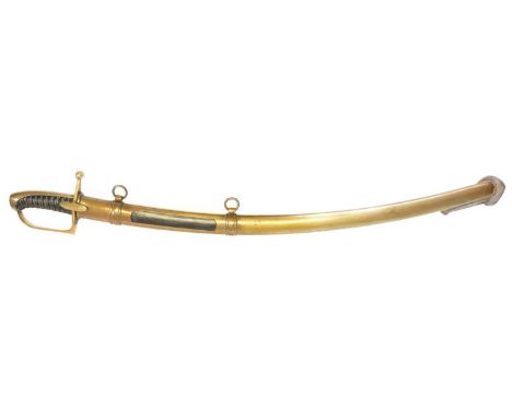 Modern replica of a Continental Hussars sabre and scabbard, with artificial aging, pseudo Klingenthal marks to the blade spin