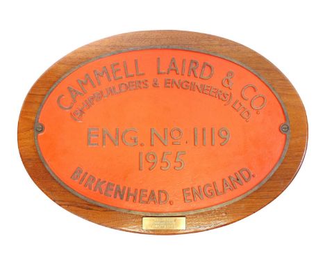 HMS Ark Royal Engine builders plate HMS Ark Royal Cammell Laird &amp; Co. Engine plate no.1119 1955, together with three Camm