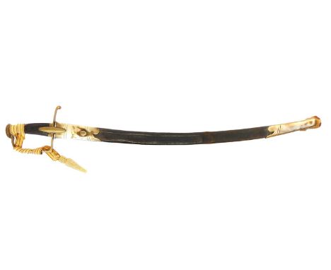 Replica of a light cavalry officers sabre Replica of a Napoleonic French Infantry officers sabre, in leather and brass scabba