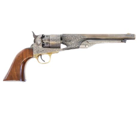Deactivated engraved 20th century 1860 Army Percussion revolver Deactivated engraved 20th century copy of a Colt 1860 Army Pe