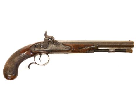 Percussion pistol by Innes of Edinburgh, Percussion pistol by Innes of Edinburgh, converted from flintlock, 9inch octagonal s