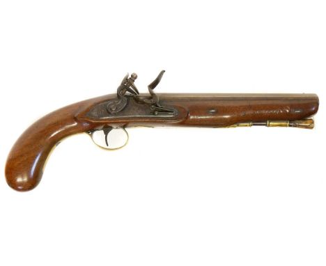 Flintlock officers pistol by Jas. Hayward, Flintlock officers pistol by Jas. Hayward, 9inch .650 carbine bore barrel, border 