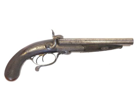 Pinfire 28 bore rifled double barrel Howdah pistol by W. &amp; J. Kavanah, Pinfire 28 bore rifled double barrel Howdah pistol