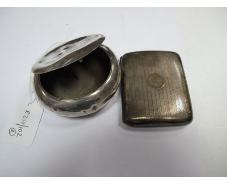 A Hallmarked Silver Cigarette Case, allover engine turned; together with a hallmarked silver box, of circular form, initialle