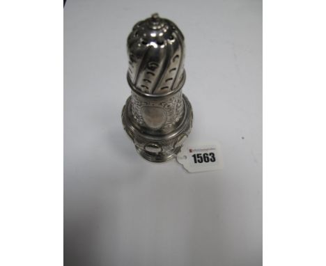 A Hallmarked Silver Shaker, CC, Birmingham 1896, of baluster form allover detailed in relief, with screw off cover (lacking f