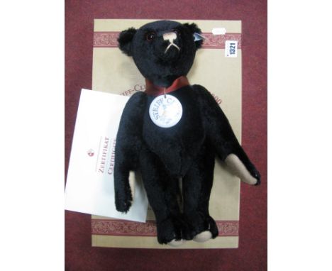 A Modern Steiff Club Edition 1999/2000 Replica Jointed Teddy Bear 1912, black 35cm high, Steiff club ceramic medal, Certified