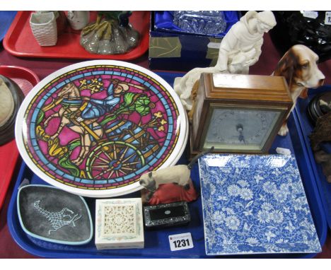 An Elliott Mantel Clock retailed by GW Benson, London, with Roman numerals to square dial, small papier mache box, Crown Staf