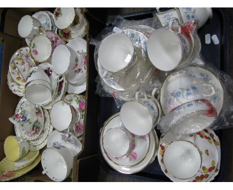 Colclough China Tea Service, pattern No.8454, printed with a blue floral design on a white ground, together with a quantity o