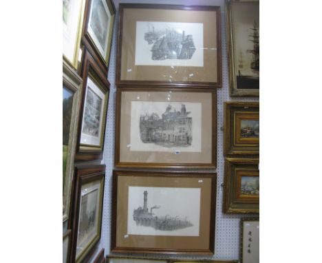 John Warburton 'The Don at Neepsend' black and white print 30 x 44cm. Violets Court, Grammer Street 1860, plus one other Shef