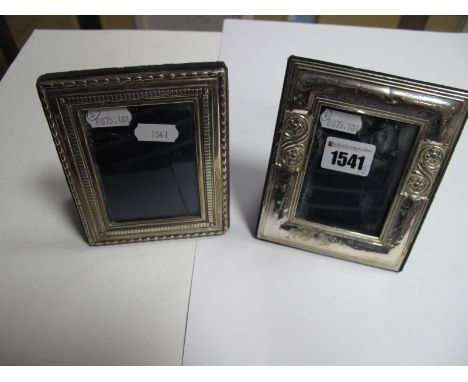 A Modern Hallmarked Silver Mounted Rectangular Photograph Frame, of textured design on velvet easel back, overall height 13cm