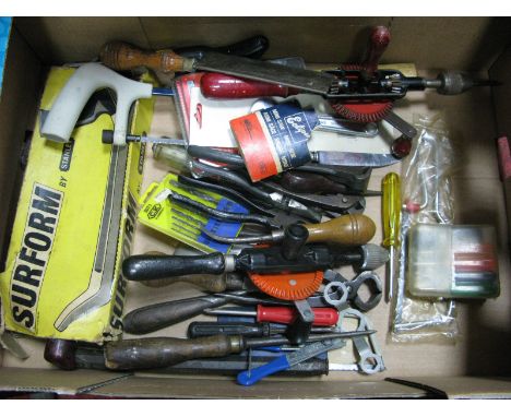 A Hacksaw, pliers, screwdrivers, other tools etc:- One Box