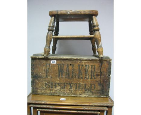 An Early XX Century Pine Banana Box, with Fyffes printed on the side of the box, with the name F. Walker Sheffield on the fro