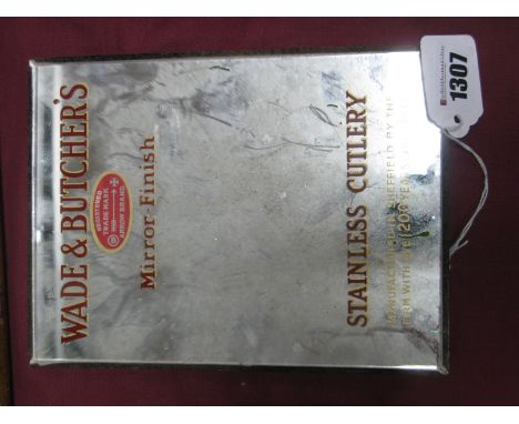 Vintage Advertising: a 'Wade &amp; Butchers's Stainless Cutlery Mirror Finish Easel Mirror, 20 x 15cm.