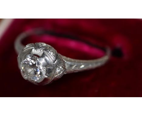 A 'Birks' Plarinum and diamond solitaire ring. Ring size O. Approx weight 2.9 grams. (B.P. 21% + VAT) Minor scratches to diam