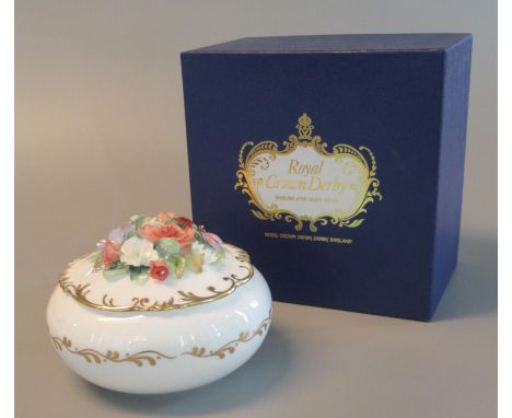 Royal Crown Derby limited edition ceramic floral box to celebrate the 90th birthday of Her Majesty Queen Elizabeth, Queen Mot