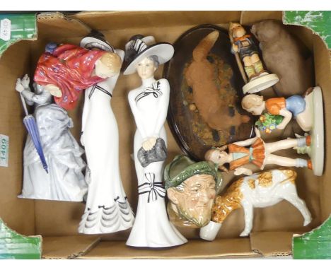 A Mixed Collection of Figures including Goebel Hummel, Rennaisance, Doulton Auld mac Small Character Jug etc.