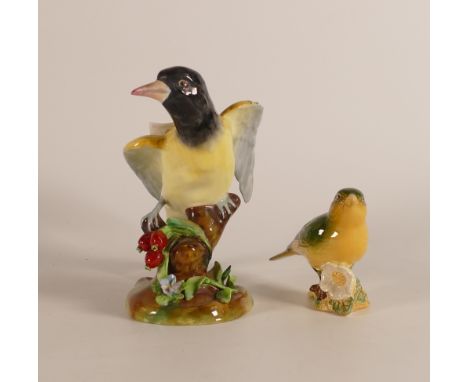 Two Ceramic Models of Birds, Crown Staffordshire J.T Jones example and a Beswick Greenfinch 2105 (2)