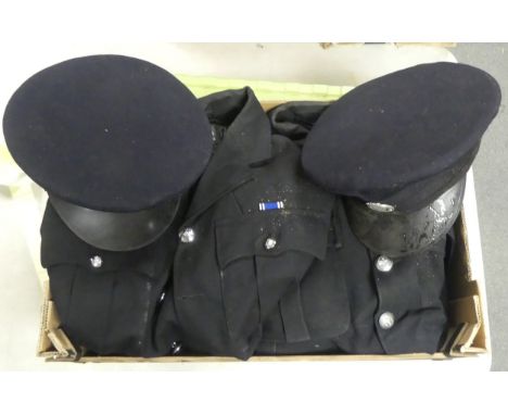 Two Cheshire Constabulary Uniform Jackets also Two Hats (1Tray) 