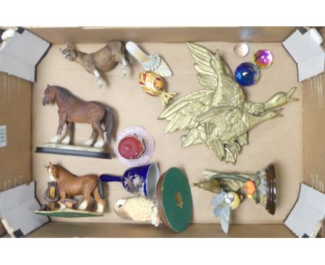 A Mixed Collection of Items to include Country Artist and Leonardo models, small paperweights, egg trinket box etc. (1 Tray)