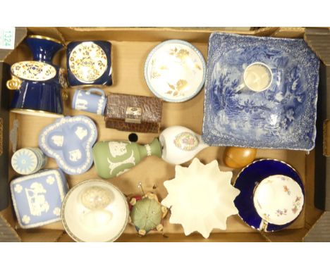 A Mixed Collection of Ceramics including Carltonware, Wedgwood Jasperware, Aynsley Blue Ground Teacup etc. (1 Tray)