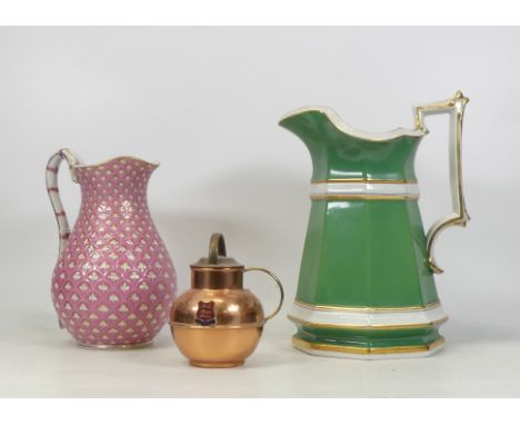 Two 19th Century Ceramic Water Jugs includes Wood &amp; Brownfield example and E Challinor &amp; Co. together with small Cres