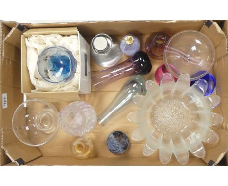 A Collection of Caithness Vases and Paperweights, and Dartington Bowls.  (1 Tray)