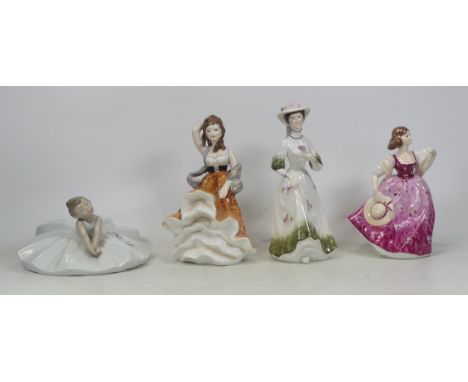 Four Lady Figures, Renaissance Kathy, Sheridan, Emily and Nao figure of a young ballerina (4)