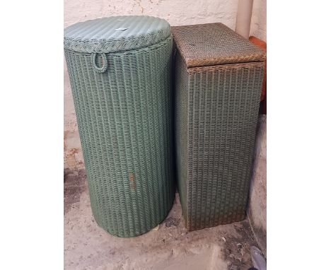 Two Lloyd Loom laundry hampers. 