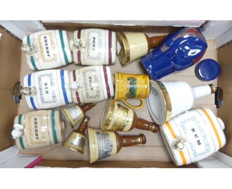 Wade, A Mixed Collection of Spirit Decanters, Whisky Decnters, Williamson &amp; Magor Tea Caddy etc. (1 Tray)