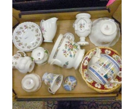 Mixed ceramics to include Royal Albert tea ware in various patterns together with a Sadler teapot, Coalport Ming Rose planter