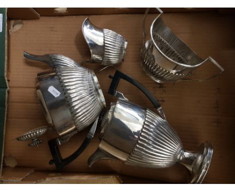 Four piece silver plated tea service (1 tray). 