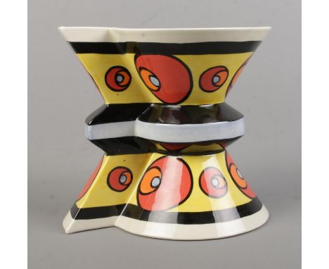A Lorna Bailey Limited Edition 'Back to Back' ceramic vase. No. 176/250. Signed to the base. Height: 18cm.  One craze mark to