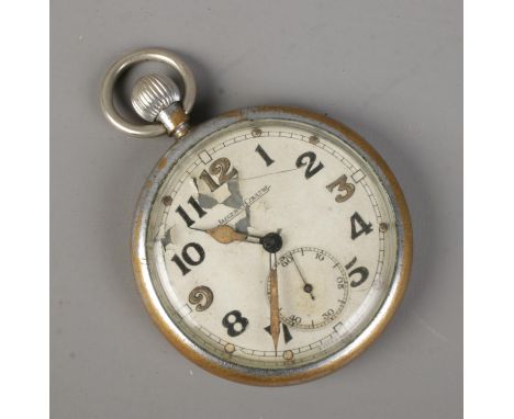 A Jaeger Le Coutre military pocket watch. The case engraved to back GSTP P46916 with broad arrow mark.  Running. Dial flaking