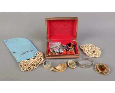 A small collection of mainly costume jewellery. To include silver opal triplet pendant on chain, Rotary ladies wristwatch, si