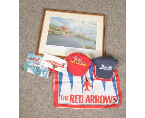 Mark Postlethwaite, a signed, framed limited edition aircraft print, "Concorde Roll" Red Arrow display, signed including pilo