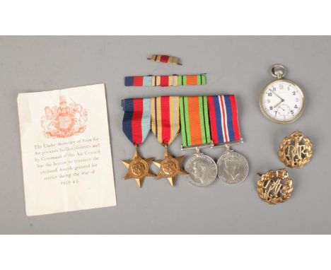 A row of World War II medal including The 1939 - 1945 Star, The Africa Star, 1939-1945 War Medal and Defence Medal together w