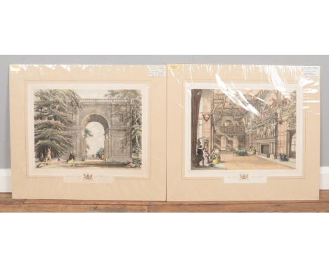 Alfred Pocock after Rose R Pocock, two 19th century lithographs, Longleat Views. Includes The Grand Entrance Hall and Porter'