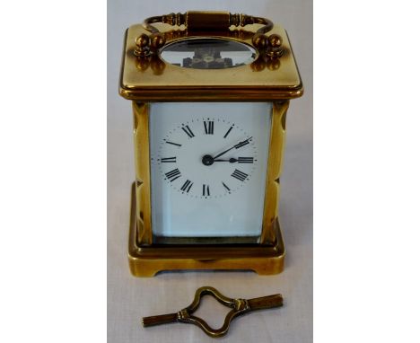French brass carriage clock Ht 11cm excl handle