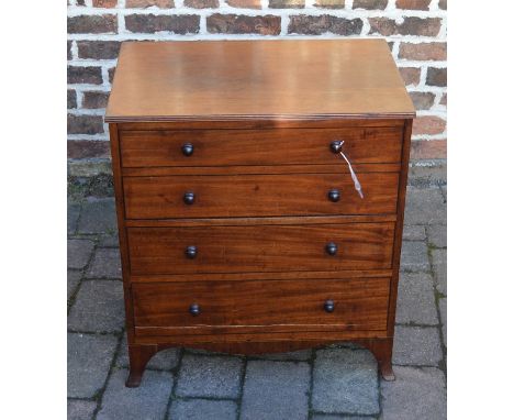Regency mahogany veneer commode with ebony stringing on splayed bracket feet