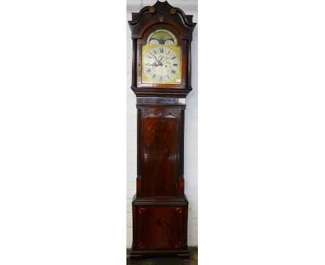 Large&nbsp;very fine 18th century George III long case clock with brass and silvered moon phase dial with pieced spandrels &a