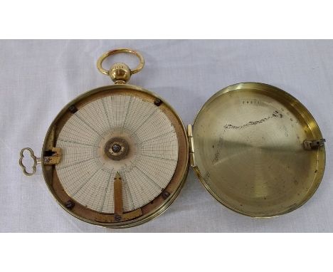 19th century brass nightwatchman's clock numbered 20813 width 13cm
