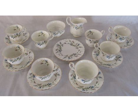 Royal Albert 'Brigadoon' part tea service consisting of 6 saucers, 8 cups, 2 side plates, milk jug and sugar bowl