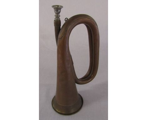 Copper and brass bugle stamped H.P