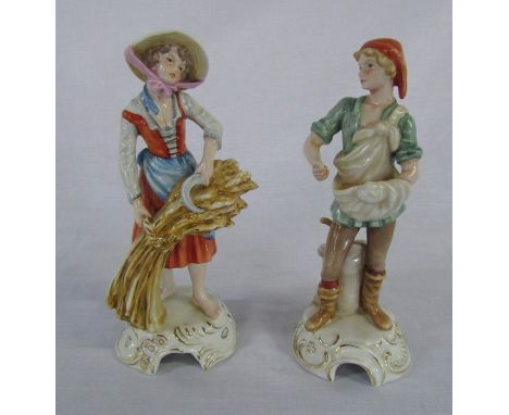 Pair of Goebel figurines of a sowing &amp; harvesting couple signed S Bochmann (1603721 &amp; 1603821) H 22 cm