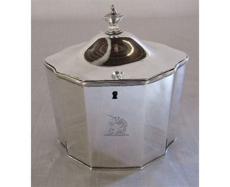 Georgian silver tea caddy complete with key London 1794 weight 13.12 ozt maker 'GS TH' L 13 cm H 15 cm